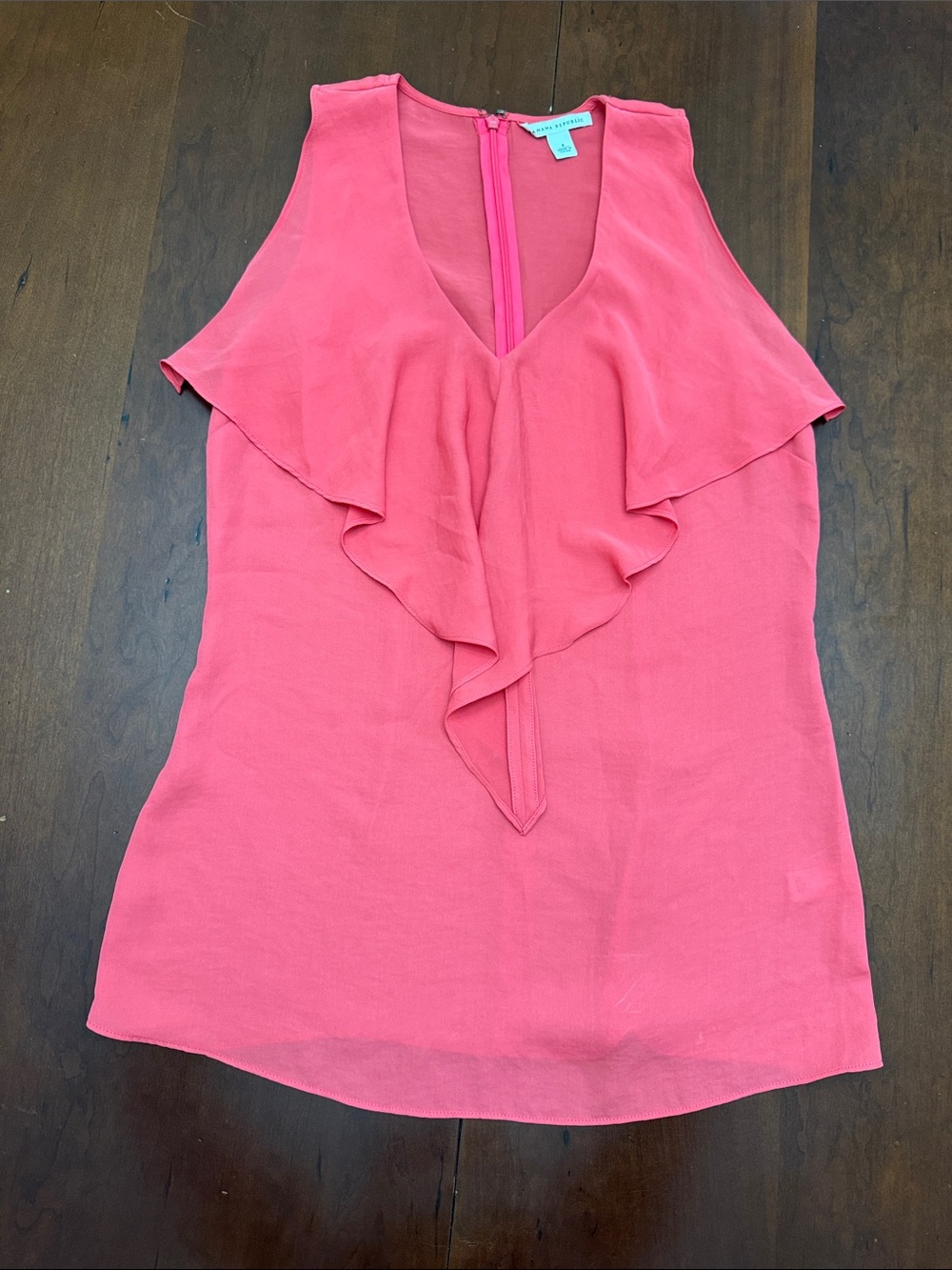 Banana Republic Coral Pink Ruffle V-Neck Sleeveless top